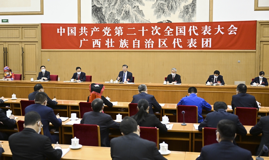 <b>习近平参加党的二十大广西代表团讨论</b>